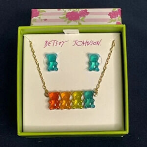 Betsey Johnson Gummy Bear Jewelry Set Necklace Earrings